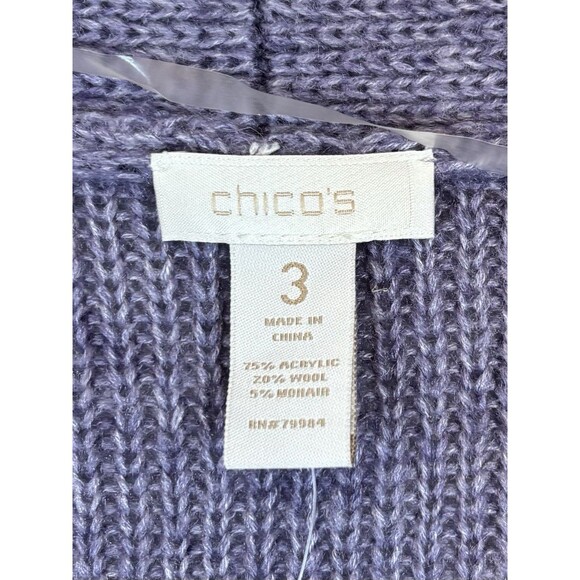 CHICOS Cora Cable Cocoon Mohair Blend Shrug Cardigan Sweater 3/XL/16 Purple Plum - Picture 3 of 11